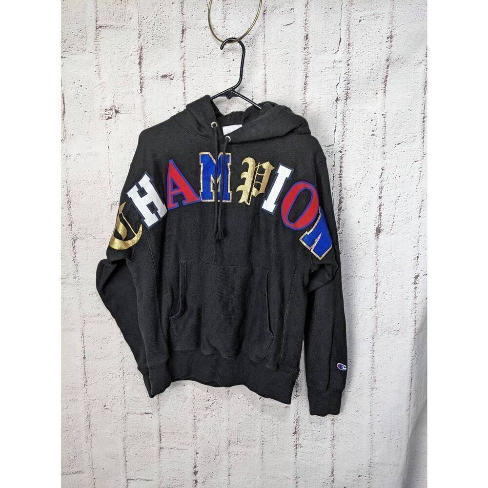 Champion Reverse Weave Hoodie Mens Medium M Sweatshirt Pullover Big Logo Spellou